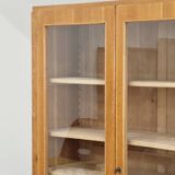 Oak glass-fronted school cabinet 1960