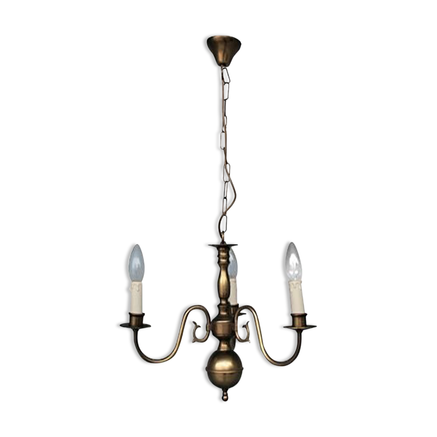 Lustre hollandais en bronze 3 branches