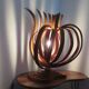 Large Scandinavian arched wooden lamp 60s 70s