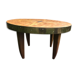 Marquetry and brass coffee table 1960