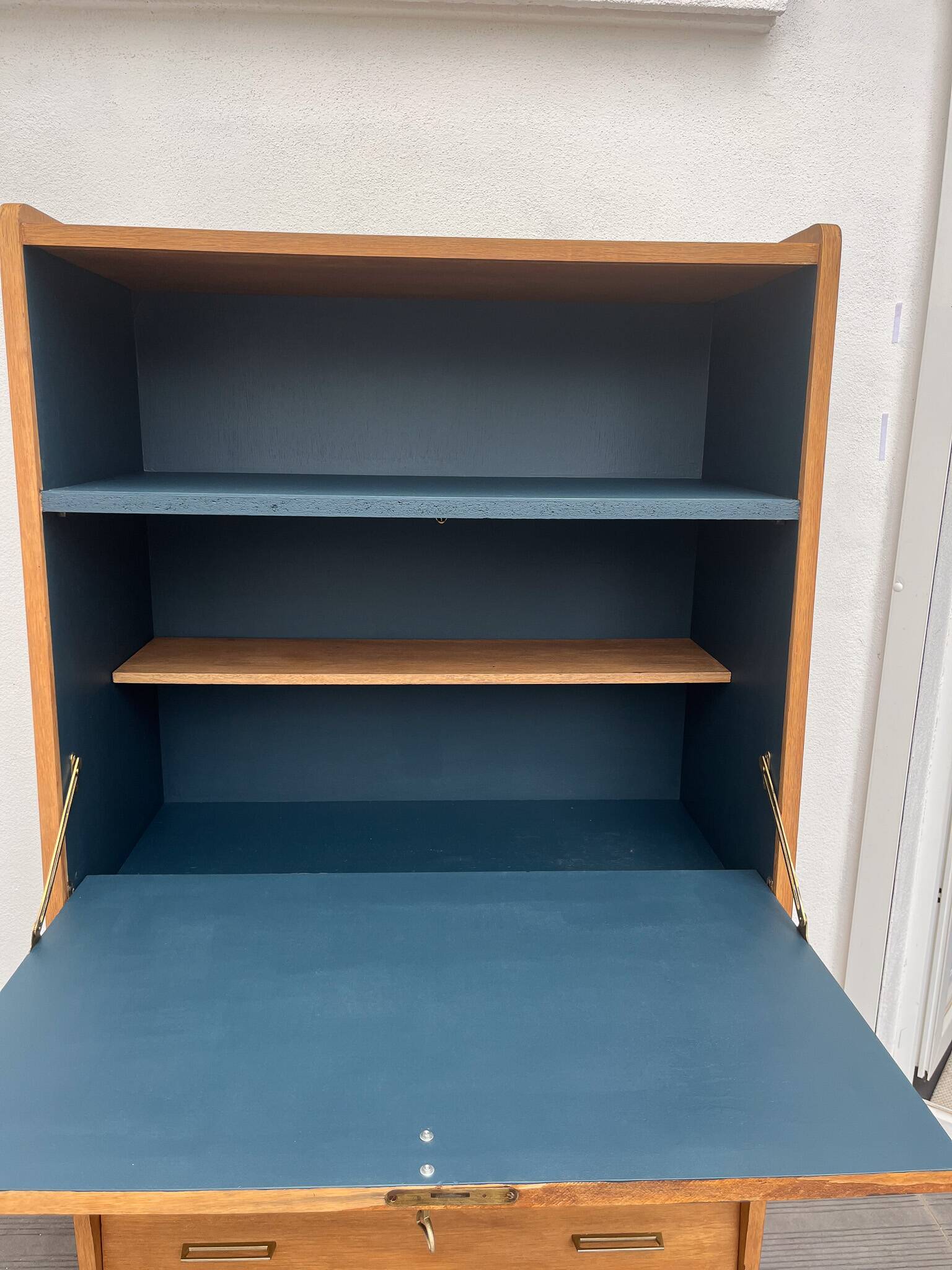 Vintage secretary desk with compass legs