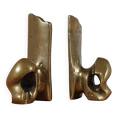 Super rare pair of brutalist brass bookends by David Marshall.
