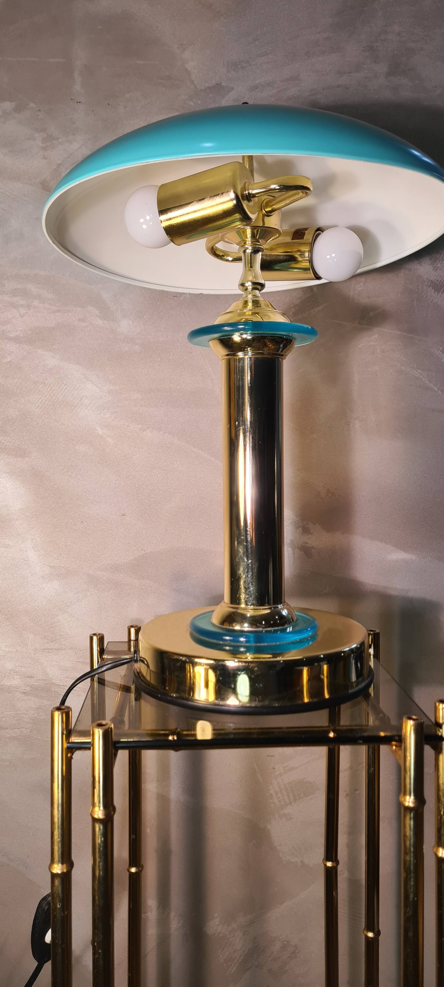 turquoise chrome gold lamp 1980, very beautiful 43x32 good general condition and normal wear