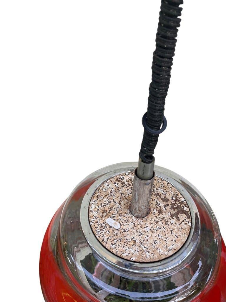 Suspension vintage en verre Murano / lustre avec accent orange