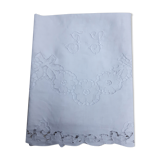 thread sheet 2 people, monogrammed J.S, in Embroidery Richelieu