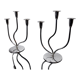 Pair of art deco candlesticks in stainless steel 3 flames, Spain, 1970
