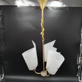 3-light chandelier in brass and plastic, 1960