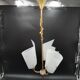 3-light chandelier in brass and plastic, 1960