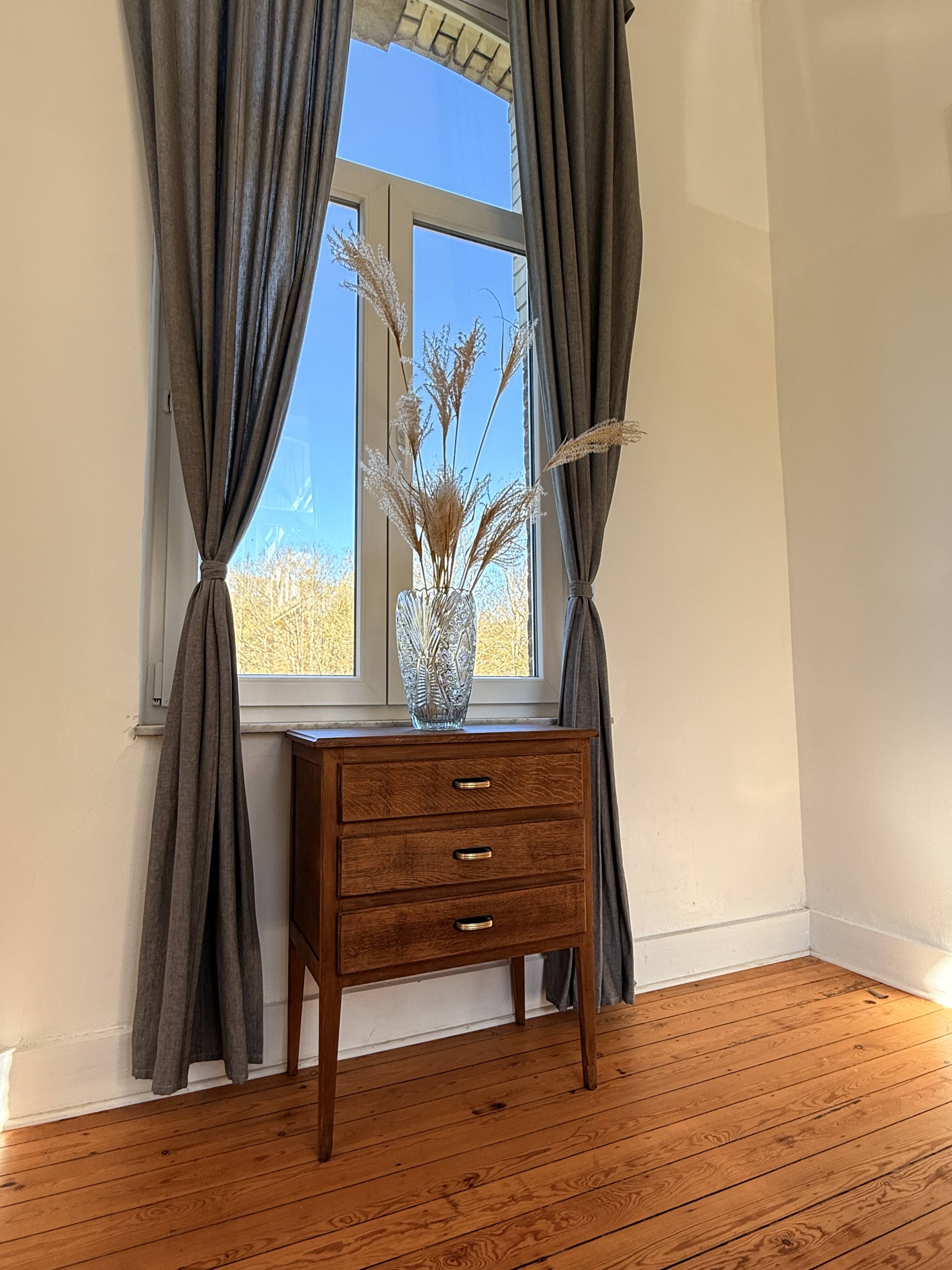 Vintage wooden side table with 3 drawers - 1960s