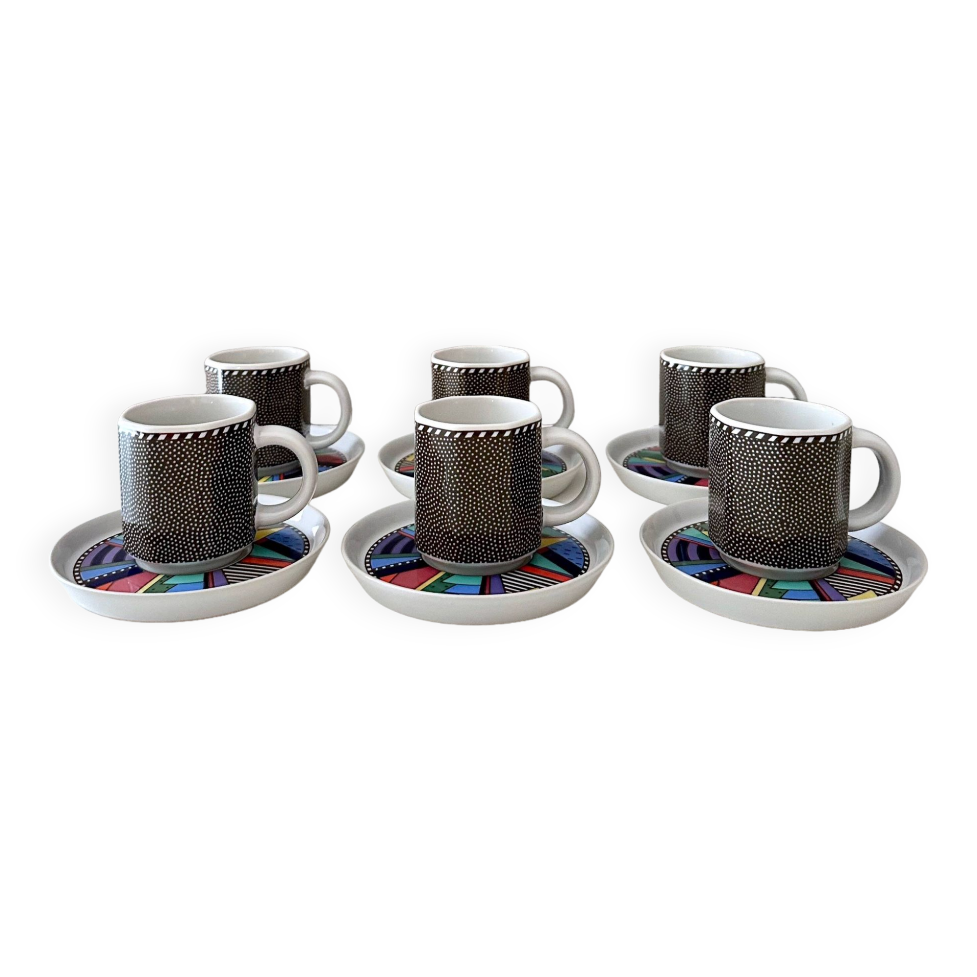 6 Rosenthal Szenario Metropol espresso cups + saucers, 90's