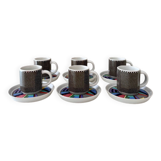6 Rosenthal Szenario Metropol espresso cups + saucers, 90's