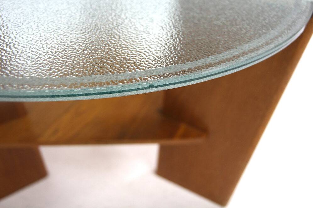 Glass and elm coffee table, Denmark, 1940