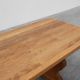 20th Century French oak trestle table with scalloped legs and plank top