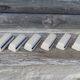 Set of 6 vintage ceramic knife rests in cream and blue.