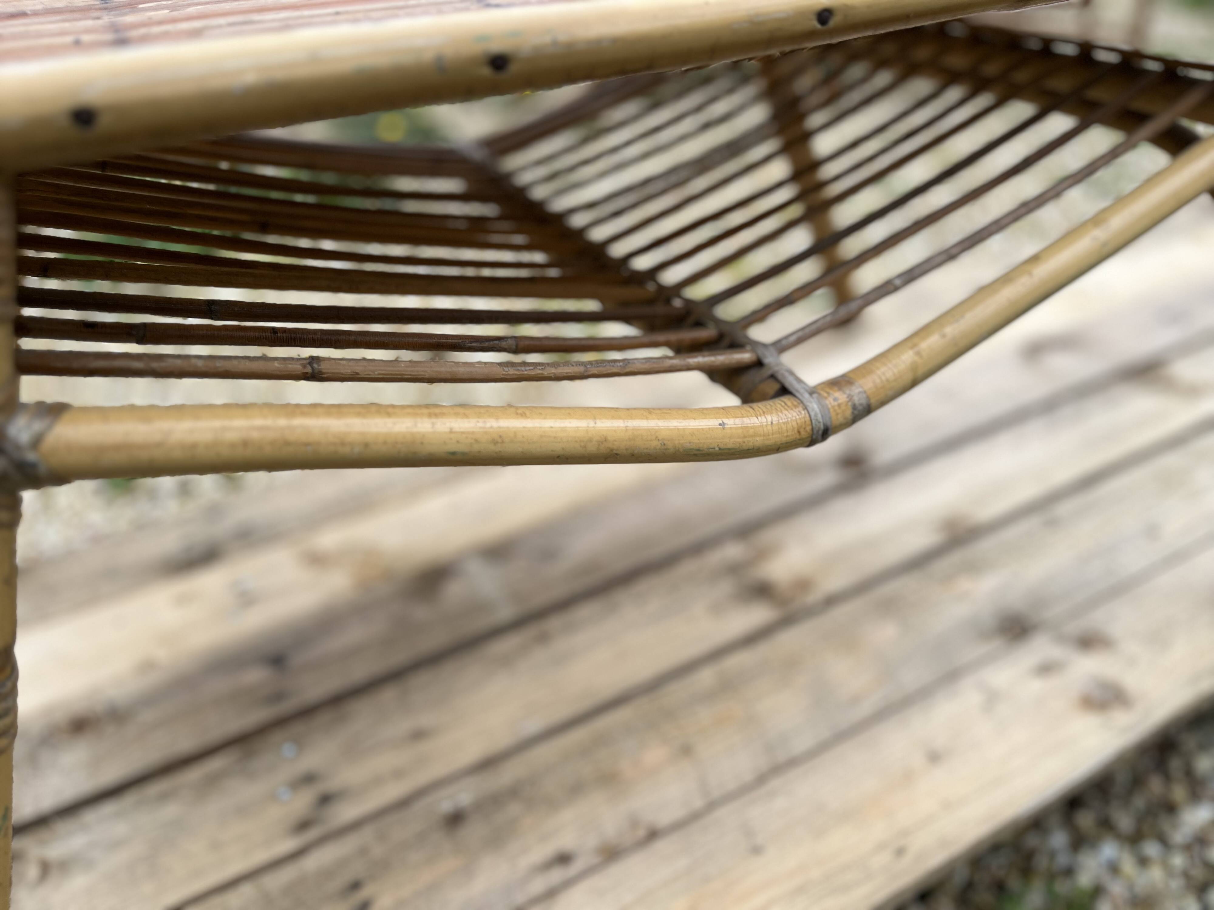 Rattan and bamboo coffee table