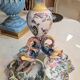 Large centrepiece in earthenware, hand-painted.