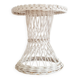 White rattan wicker table or side table
