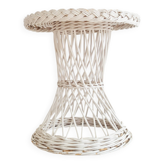 White rattan wicker table or side table