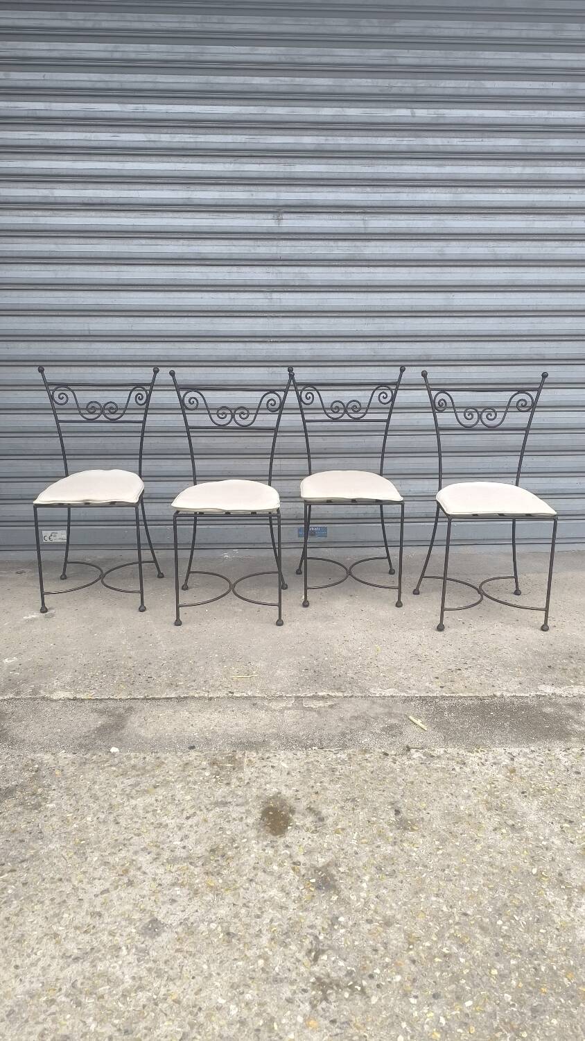 Set of four wrought iron chairs 1960