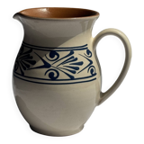 Vintage white pitcher with stylized blue plant frieze H17.5