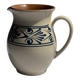 Vintage white pitcher with stylized blue plant frieze H17.5
