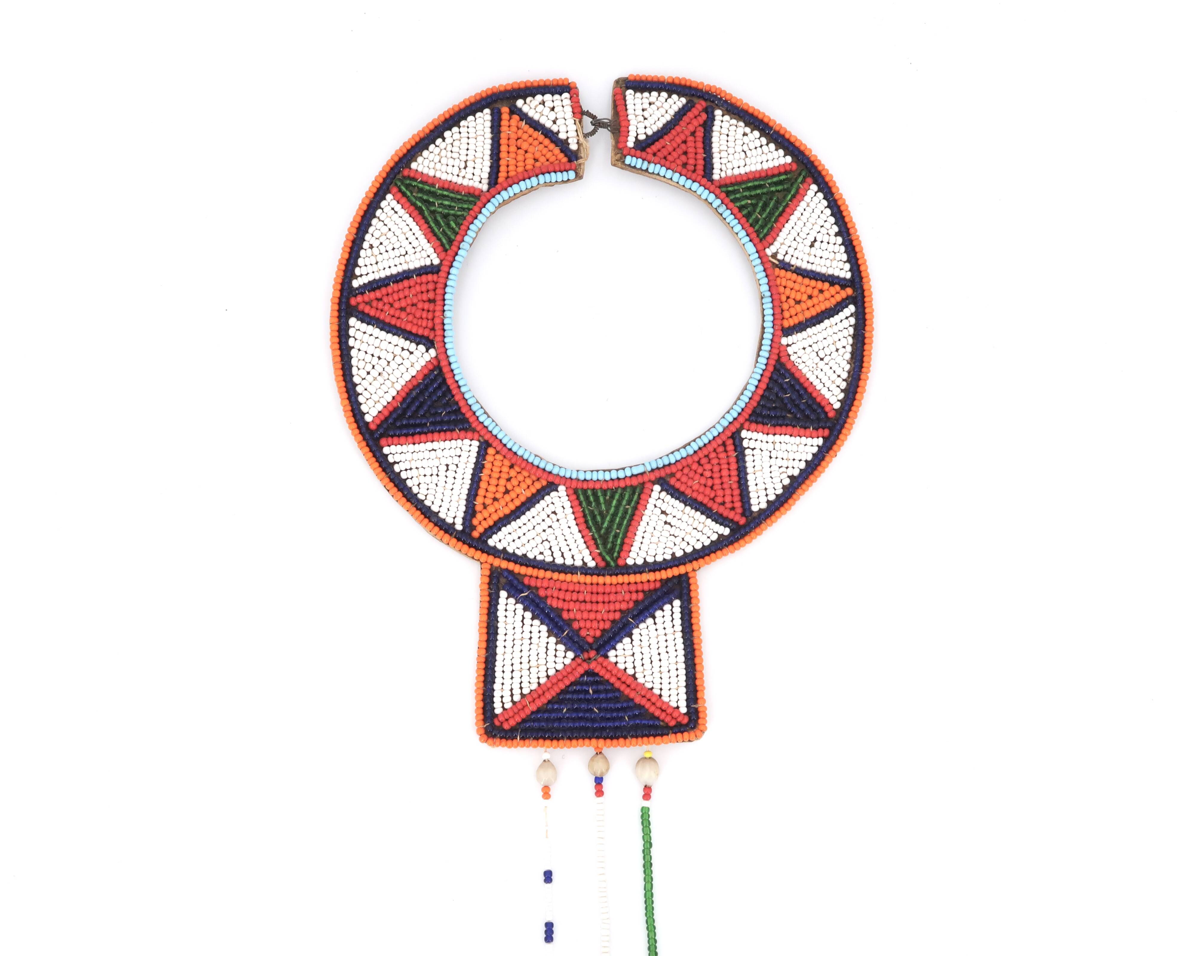 Massai wall decor in glass beads, 80s