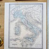 Italy, old map, printed in 1852.