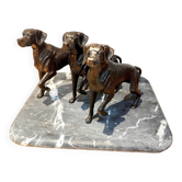 Statue 3 chiens de chasse en fonte