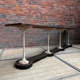 Decorative console table in cast iron and wood