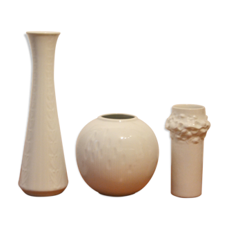 Trio of vases in white porcelain