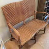 Rattan and wicker bench 1960