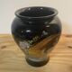 Vase d'inspiration Japonaise noir en céramique • Faisan doré et motif floral •