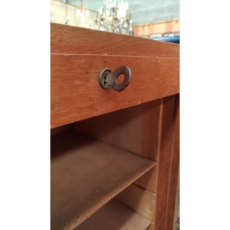 Cabinet wood double curtain