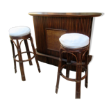 Rattan bar with its stools