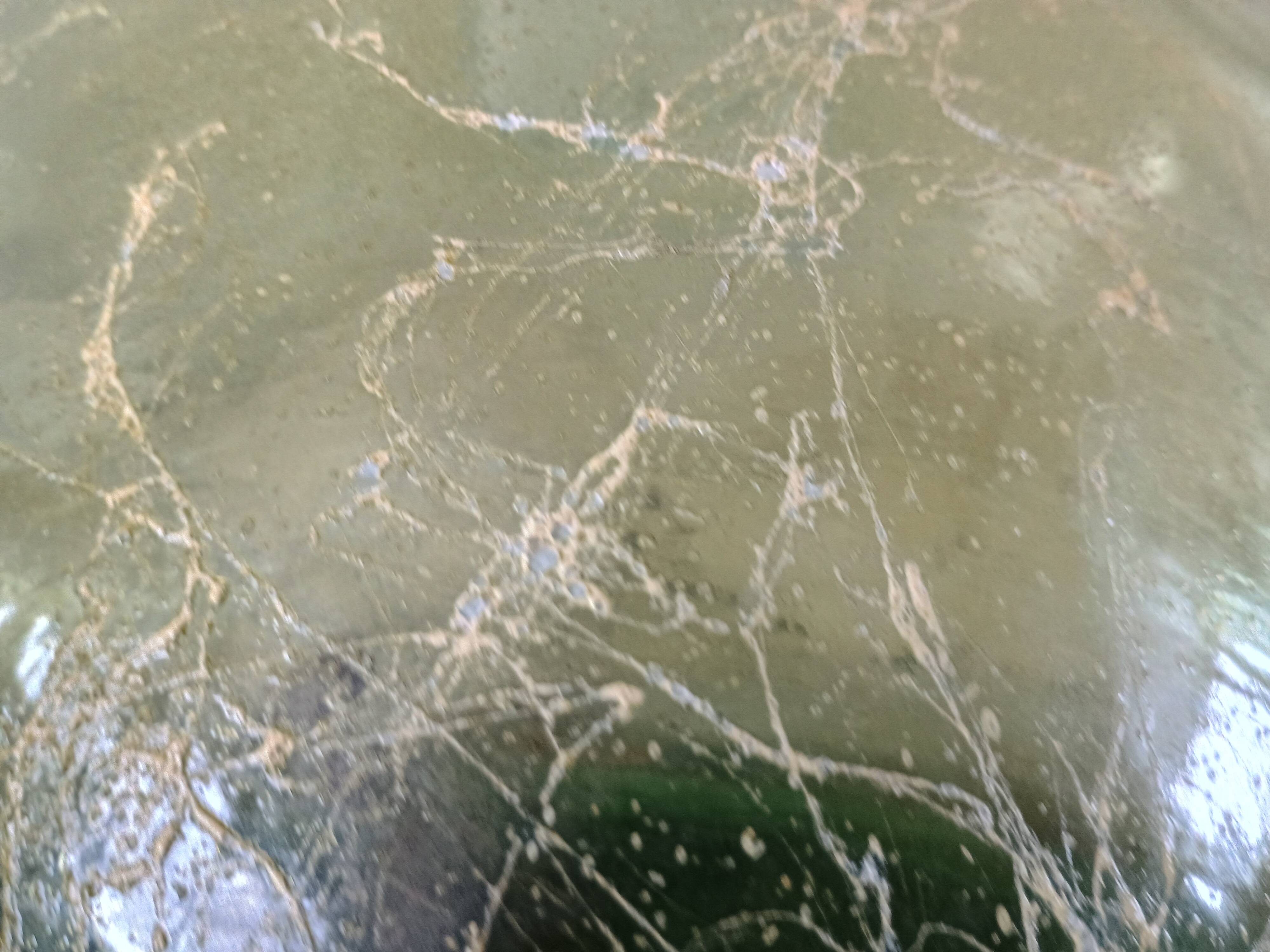 Large heart-shaped vase - glass & resin ribbed applications