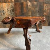 Set (2) old tree trunk tables