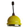 Lampe suspendue en verre nervuré jaune des années 1970