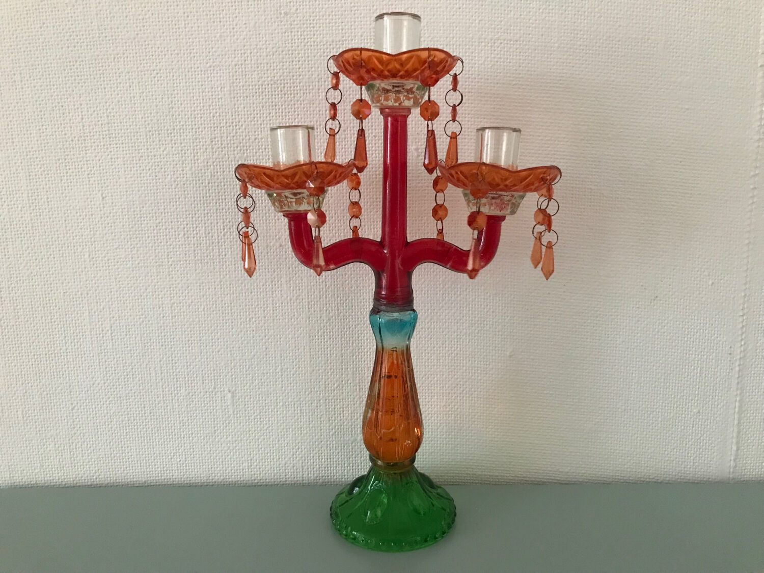 Candlestick glass tassels colors baroque chandelier