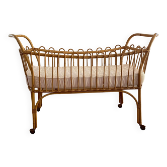 Vintage rattan cradle