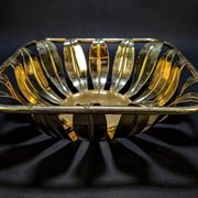 Large vintage decorative basket in gold metal – 90's