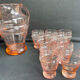 Service for 4 people - Art Deco - Glass or 1/2 pink crystal blown and cut