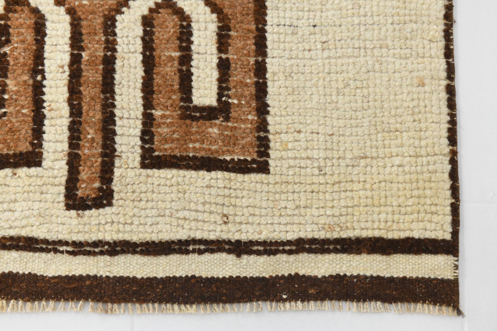 Beige Brown Oriental Persian Runner Rug, 88x351Cm