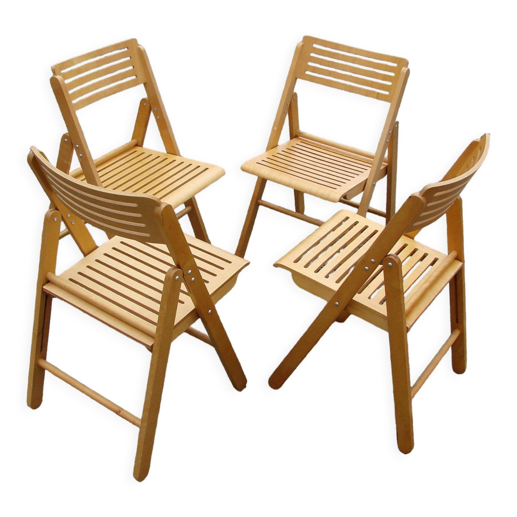 Lot de 4 chaises pliantes, années 1980