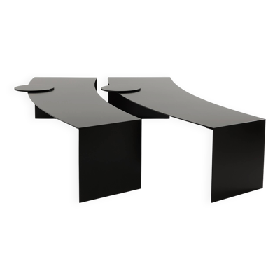 Gilles Derain paire de tables basses métal édition Lumen 1986