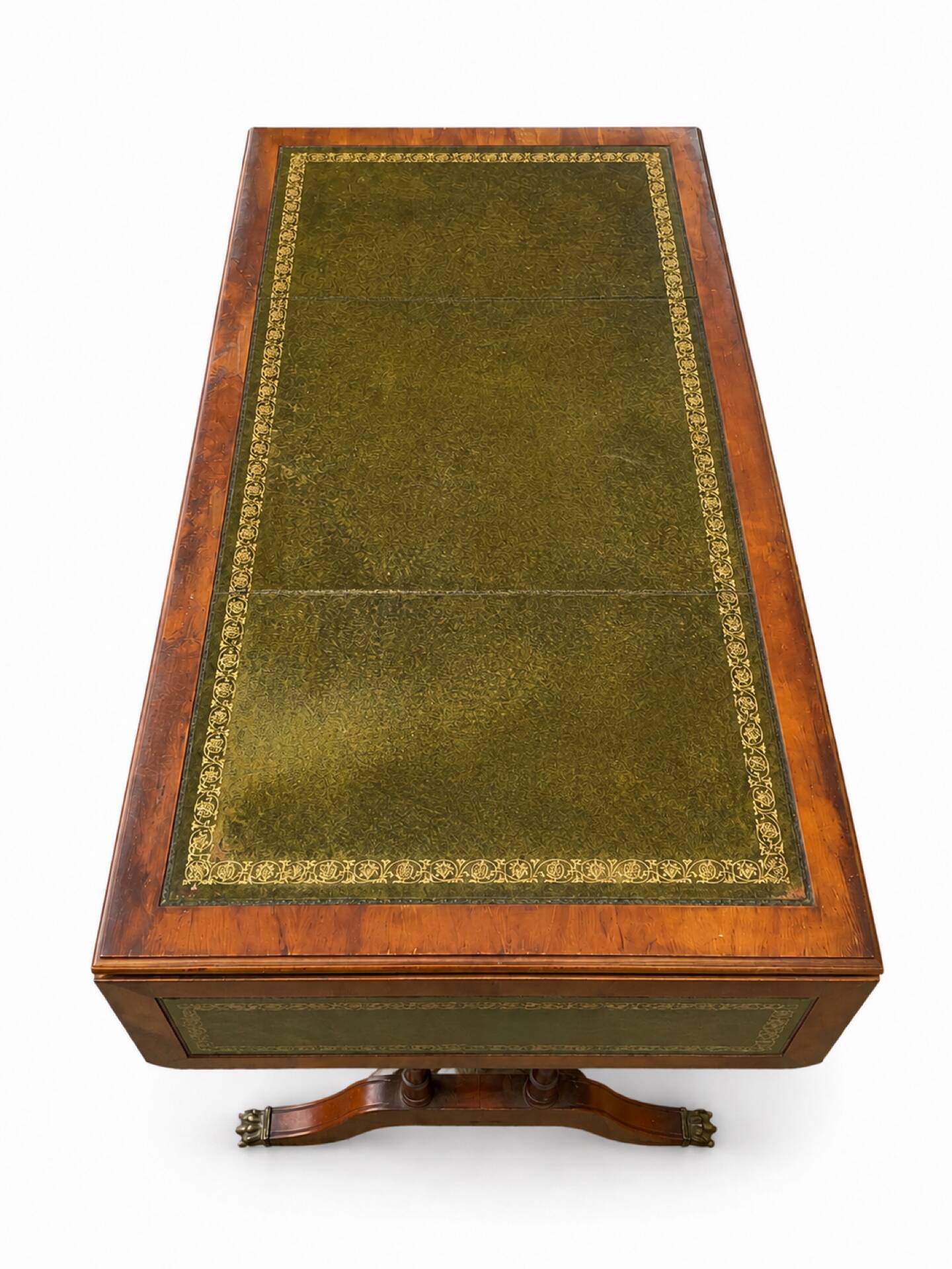 English mahogany double-sided desk with extensions