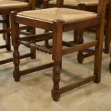 Set of 6 brutalist oak chairs from the 1950s.