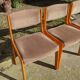 Series of 4 Scandinavian beech chairs with velvet seats