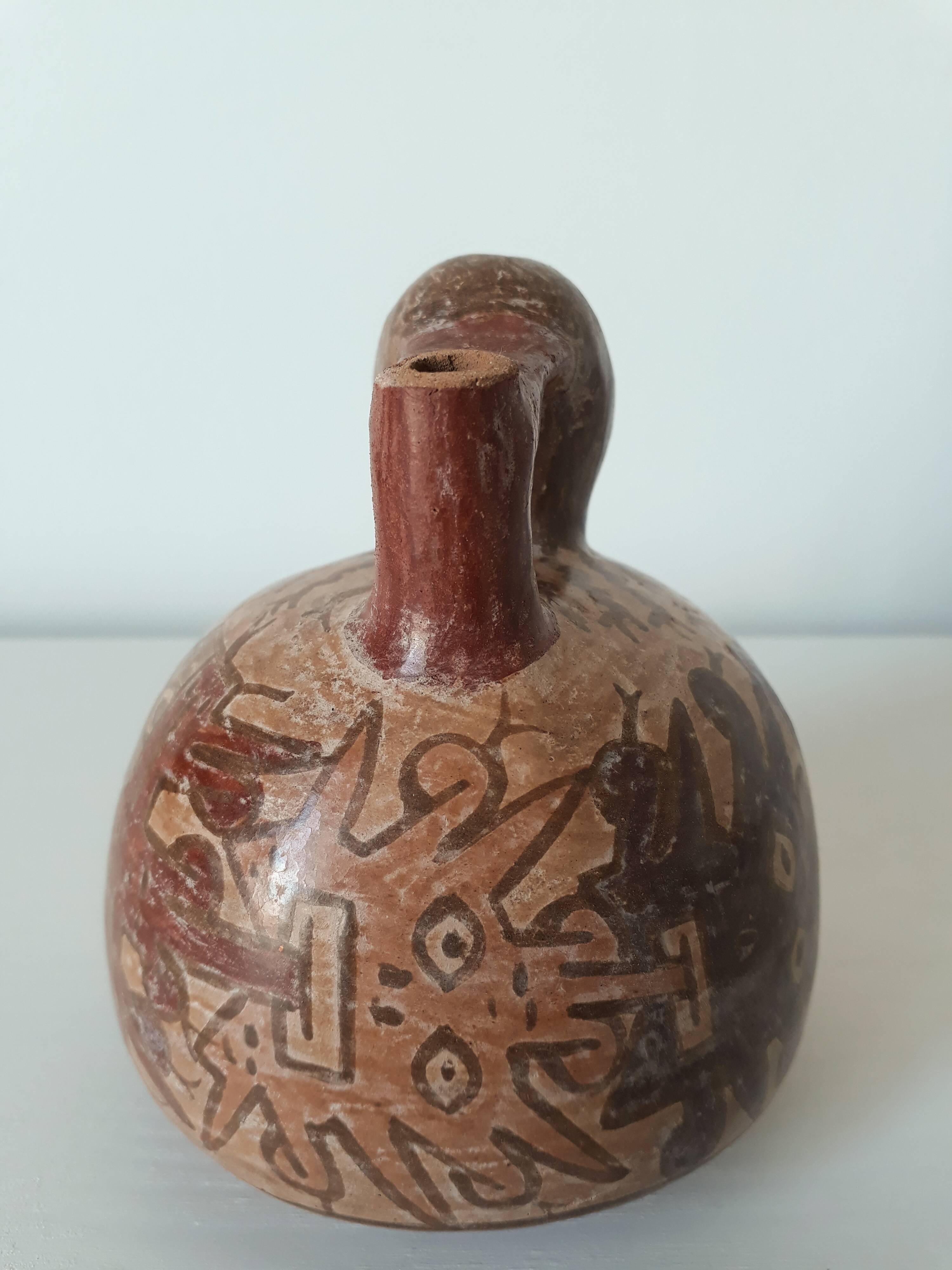 Peruvian stirrup vase with terracotta spout