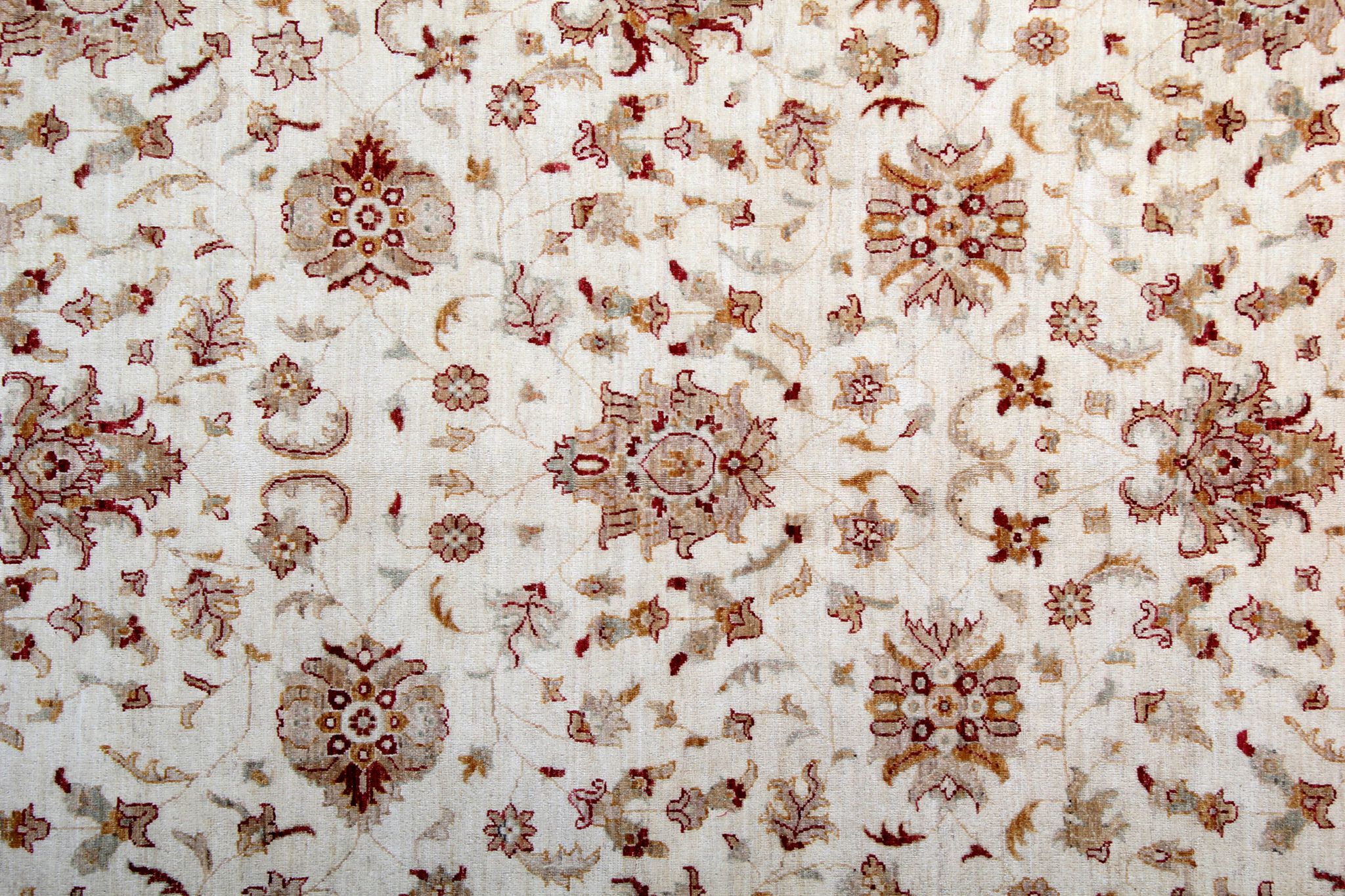 Large Ivory-cream Zielger Rug Handwoven Oriental Floral Carpet 199x292cm