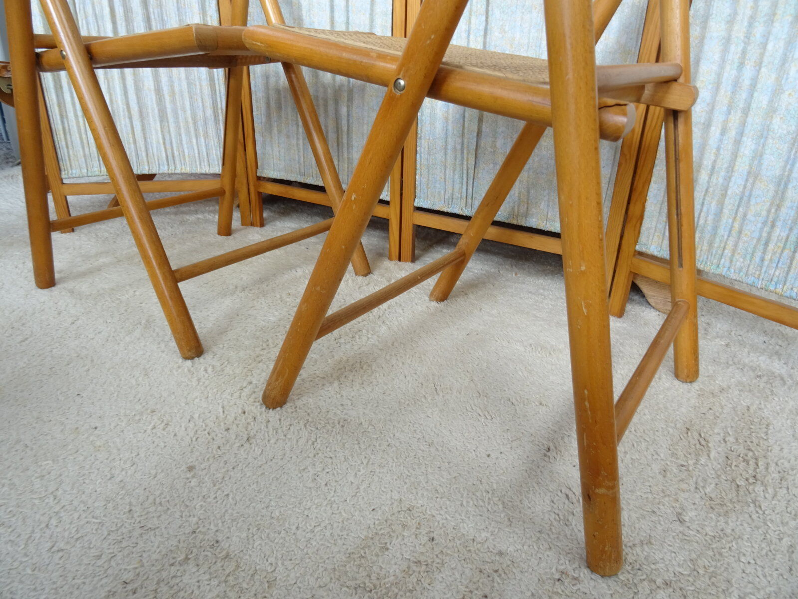 Pair of canned folding chairs